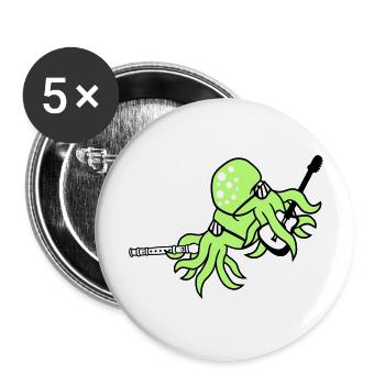 2 Octopus Guitar Flute Octopus Squid Friends - Buttons large 2.2''/56 mm (5-pack) - white - Front