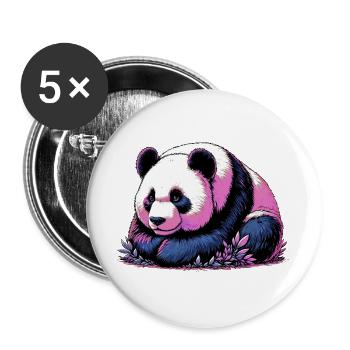 Panda - Buttons groß 56 mm (5er Pack) - Weiß - Vorne