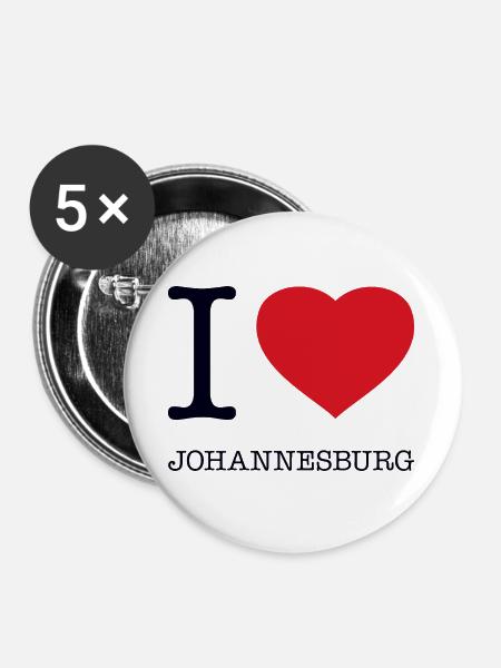 I LOVE JOHANNESBURG - Buttons groß 56 mm (5er Pack) - Weiß