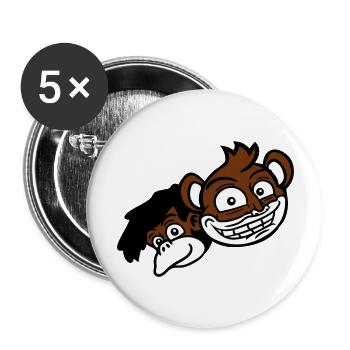 2 Lustige Affen Gesichter Zwei Freunde Crew Team - Buttons groß 56 mm (5er Pack) - Weiß - Vorne