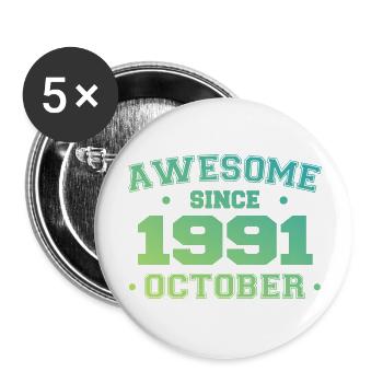 Octobre 1991 - Cadeau Anniversaire Octobre 1991 - Lot de 5 grands badges (56 mm) - blanc - Devant