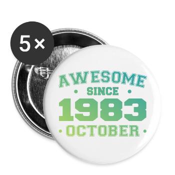 Octobre 1983 - Cadeau Anniversaire Octobre 1983 - Lot de 5 grands badges (56 mm) - blanc - Devant