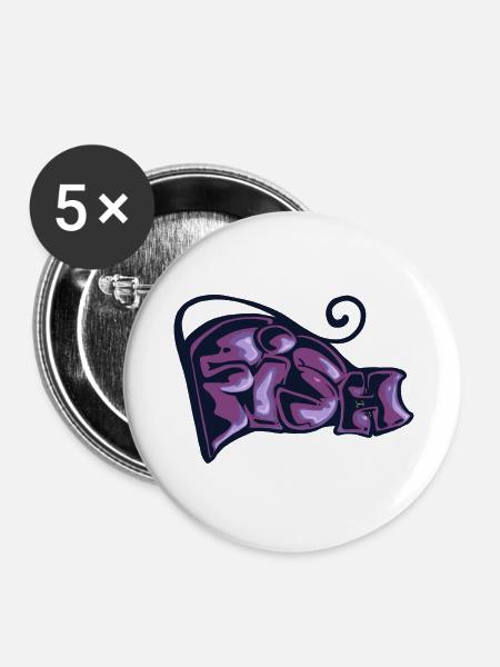 Graff Katze - Buttons groß 56 mm (5er Pack) - Weiß