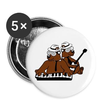 2 Bear Brown Bear Clavier Piano Guitare Band Team - Lot de 5 grands badges (56 mm) - blanc - Devant