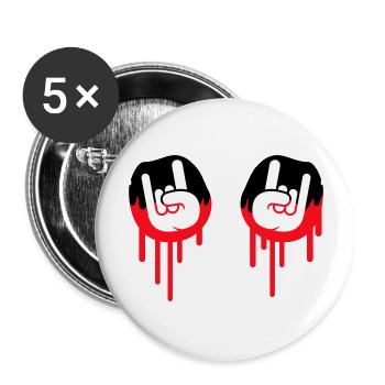 Heavy Metal Hard Rock Graffiti Hörner Handgeste - Buttons groß 56 mm (5er Pack) - Weiß - Vorne