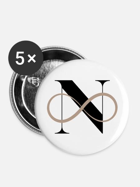 Unendlicher Buchstabe n - Buttons groß 56 mm (5er Pack) - Weiß