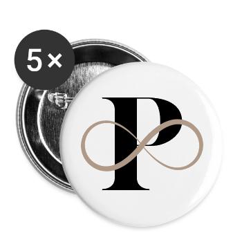 Unendlicher Buchstabe P - Buttons groß 56 mm (5er Pack) - Weiß - Vorne
