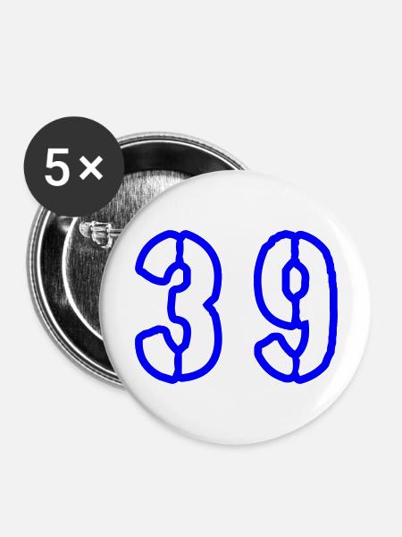 39 Zahl Symbol - Buttons groß 56 mm (5er Pack) - Weiß