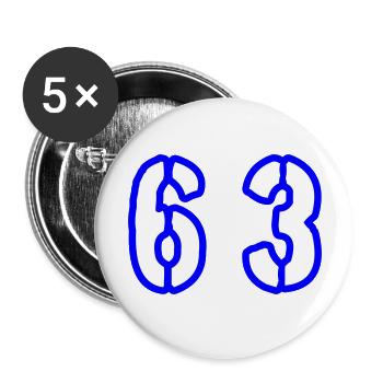 63 Zahl Symbol - Buttons groß 56 mm (5er Pack) - Weiß - Vorne