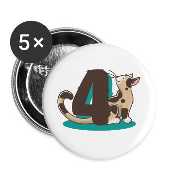 Chat numéro 4 - Lot de 5 grands badges (56 mm) - blanc - Devant
