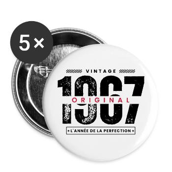 vintage 1967 / cadeau 1967 / perfection 1967 - Lot de 5 grands badges (56 mm) - blanc - Devant