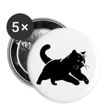 Chat British Shorthair - Lot de 5 grands badges (56 mm) - blanc - Devant