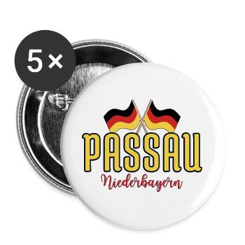 Passau Niederbayern Germany Flags Design - Buttons large 2.2''/56 mm (5-pack) - white - Front