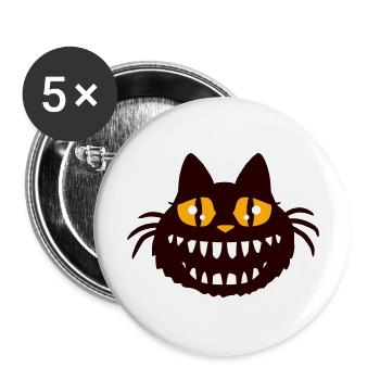 Crazy Monster Cat Halloween Horror Teeth Fun - Buttons large 2.2''/56 mm (5-pack) - white - Front