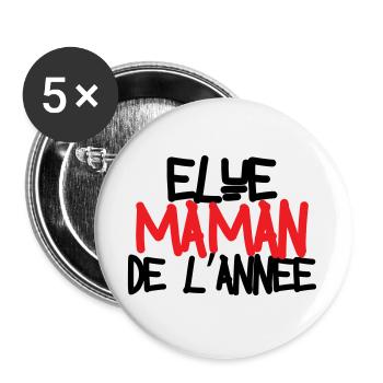 élue Maman de l'année - fête des mères - Lot de 5 grands badges (56 mm) - blanc - Devant