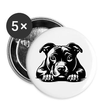 Staffordshire Bull Terrier Head with Paws - Buttons large 2.2''/56 mm (5-pack) - white - Front