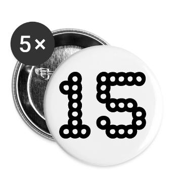 15. 15 YEARS. 15th ANNIVERSARY. 15 YEAR ANNIVERSARY. - Buttons large 2.2''/56 mm (5-pack) - white - Front