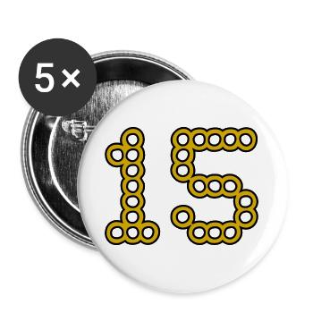ANNIVERSARY. 15. 15 YEARS. 15th ANNIVERSARY - Buttons large 2.2''/56 mm (5-pack) - white - Front