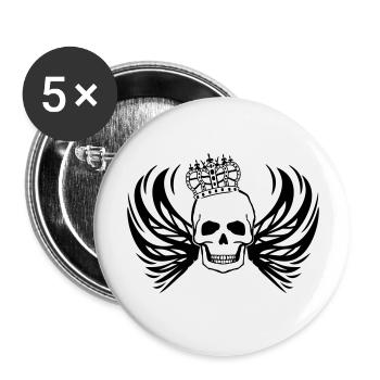 Crâne roi - Lot de 5 grands badges (56 mm) - blanc - Devant
