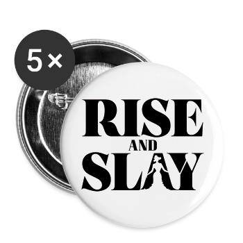 RISE and Slay Statement - Tägliche Motivation - Buttons groß 56 mm (5er Pack) - Weiß - Vorne