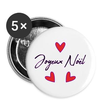 WEIHNACHTEN. FROHE WEIHNACHTEN. FROHE WEIHNACHTEN. NEUJAHRSTAG - Buttons groß 56 mm (5er Pack) - Weiß - Vorne