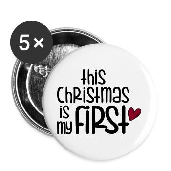 First Christmas - Buttons groß 56 mm (5er Pack) - Weiß - Vorne