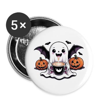 Ghost Ghost Halloween Pumpkin Bat Funny - Buttons large 2.2''/56 mm (5-pack) - white - Front