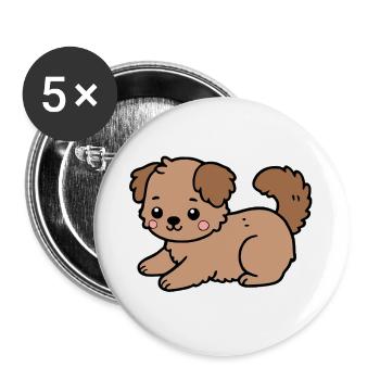 Dog - Buttons large 2.2''/56 mm (5-pack) - white - Front