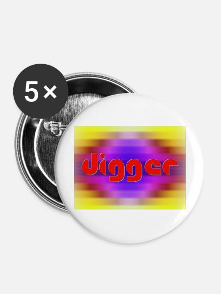 Digger - Buttons groß 56 mm (5er Pack) - Weiß