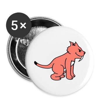 Chat sauvage maléfique Tigre à dents de sabre Tigre à longues dents - Lot de 5 grands badges (56 mm) - blanc - Devant