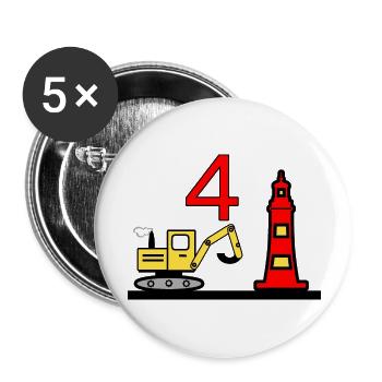 Bagger - Buttons groß 56 mm (5er Pack) - Weiß - Vorne