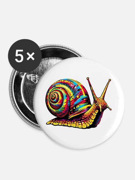 Schnecke - Buttons groß 56 mm (5er Pack) - Weiß