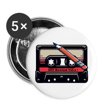 DIYK7 - Lot de 5 grands badges (56 mm) - blanc - Devant