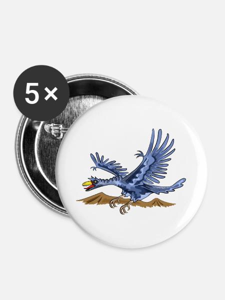 Dinosaurier Dino - Buttons groß 56 mm (5er Pack) - Weiß