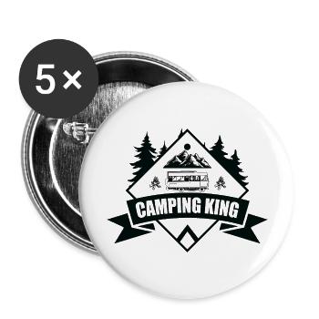 Camping camping-car caravane aventure - Lot de 5 grands badges (56 mm) - blanc - Devant