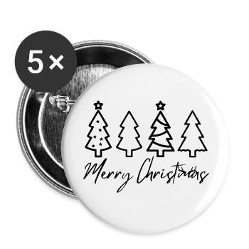 Merry Christmas Trees - Buttons large 2.2''/56 mm (5-pack) - white - Front