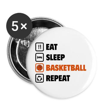 Manger, Dormir, Basketball - Lot de 5 grands badges (56 mm) - blanc - Devant