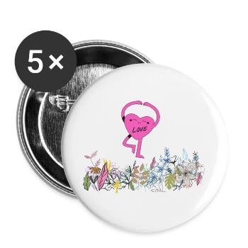 Heart Dancer on Flower Garden - Buttons large 2.2''/56 mm (5-pack) - white - Front