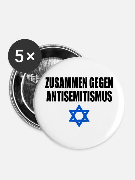 zusammen gegen antisemitismus - Buttons groß 56 mm (5er Pack) - Weiß