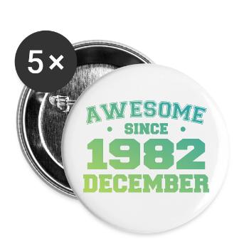 Dezember 1982 Geburtstag - Dezember 1982 Geschenk - Buttons groß 56 mm (5er Pack) - Weiß - Vorne