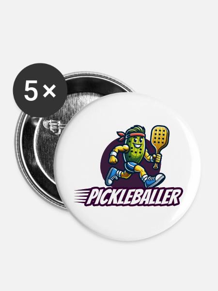 Lustiges Pickleball Shirt Pickleballer Sweater - Buttons groß 56 mm (5er Pack) - Weiß