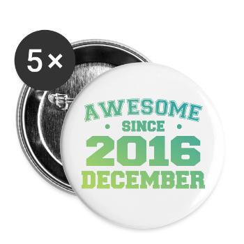 Birthday December 2016 - Gift December 2016 - Buttons large 2.2''/56 mm (5-pack) - white - Front