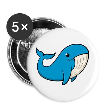 Cheerful blue whale - Buttons large 2.2''/56 mm (5-pack) - white - Front