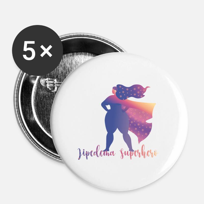 Lipedema Superhero - Buttons large 2.2''/56 mm (5-pack) - white