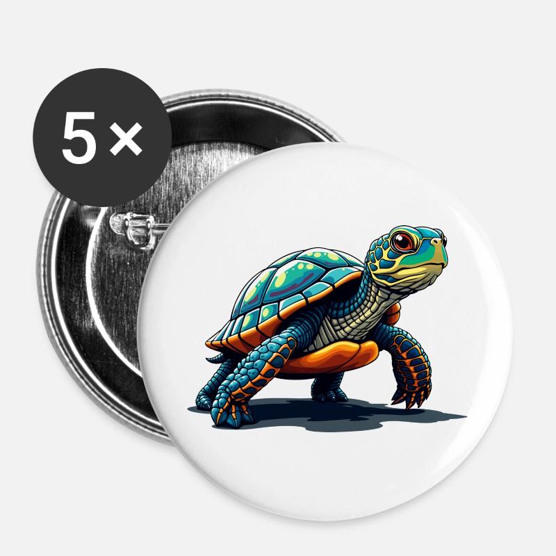 SCHILDKRÖTE - Buttons groß 56 mm (5er Pack) - Weiß