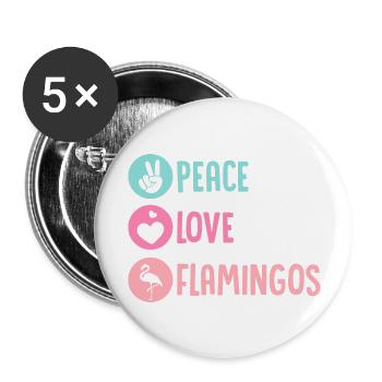 Paix Amour Flamants Mignon Oiseau Rose - Lot de 5 grands badges (56 mm) - blanc - Devant