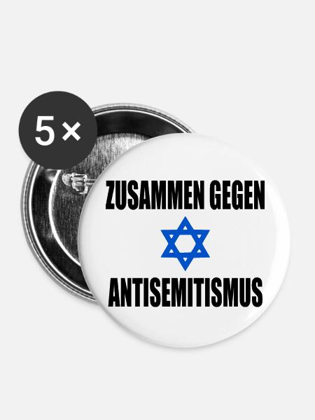 zusammen gegen antisemitismus - Buttons groß 56 mm (5er Pack) - Weiß