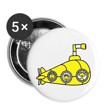 Lustige 3 U-Boot Crew Team Drei Freunde Matrosen - Buttons groß 56 mm (5er Pack) - Weiß - Vorne
