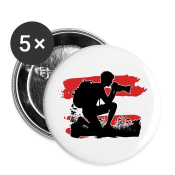Photographe drapeau de l’Autriche - Lot de 5 grands badges (56 mm) - blanc - Devant