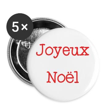 CHRISTMAS. MERRY CHRISTMAS. FIR. HAPPY NEW YEAR - Buttons large 2.2''/56 mm (5-pack) - white - Front